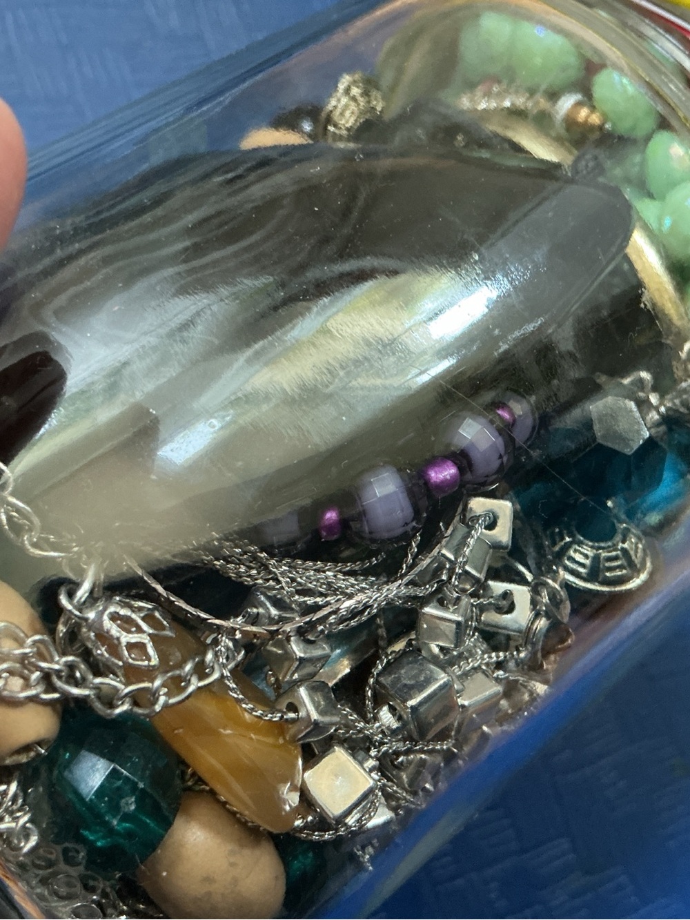 Assorted Jewelry in Jar with Yellow Lid - Picture 2 of 3